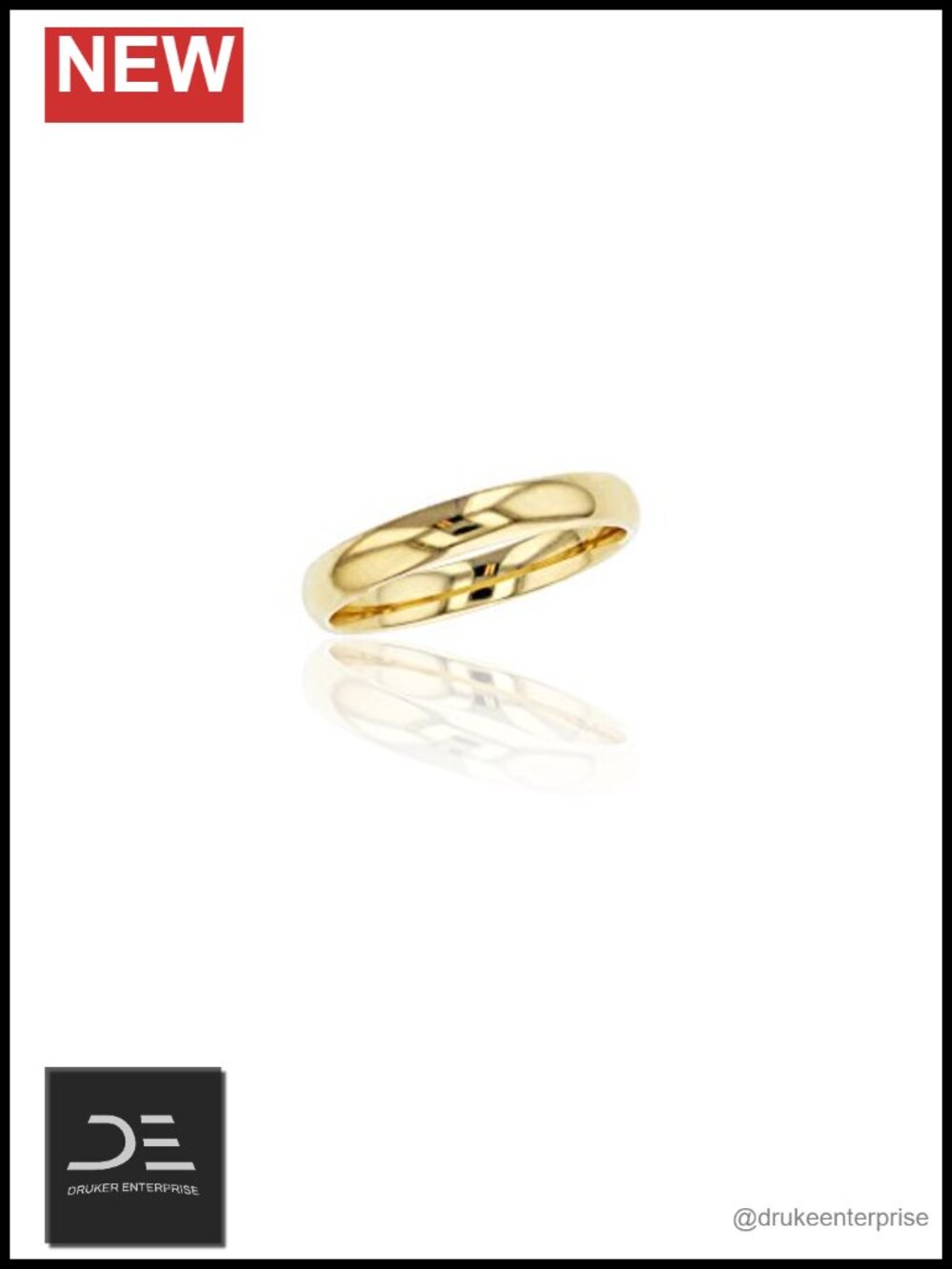10K Solid Gold 3mm Polished Plain Wedding Band Ring Sizes 4-14